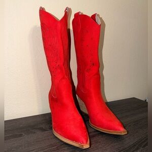 Mi.iM Vibrant Red Heeled Boots